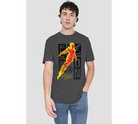 Marvel Fantastic Four Flame On Johnny Storm Trend T-Shirt, Dark Heather in Grey | Size: 2XL Marvel Grey 2XL