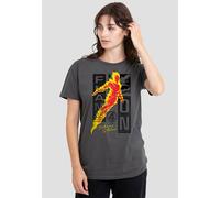 Marvel Women's Fantastic Four Flame On Johnny Storm Trend T-Shirt, Light Graphite in Grey | Size: Small Marvel Grey S