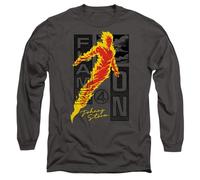 Marvel Fantastic Four Flame On Johnny Storm Trend Unisex Long Sleeve T Shirt, Light Graphite, X-Large