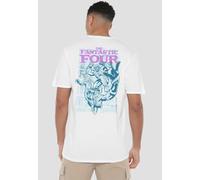 Marvel Fantastic Four Lineart Heroic First Family (Back Print) T-Shirt, White | Size: Small Marvel White S