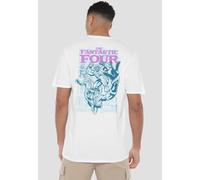 Marvel Fantastic Four Lineart Heroic First Family (Back Print) T-Shirt, White | Size: Large Marvel White L