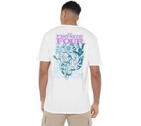 Marvel Fantastic Four Lineart Heroic First Family (Back Print) Unisex T Shirt, White, XXXX-Large