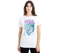 Marvel Fantastic Four Lineart Heroic First Family Ladies T Shirt, White, X-Large