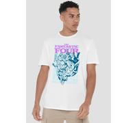 Marvel Fantastic Four Lineart Heroic First Family T-Shirt, White White XXL