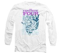 Marvel Fantastic Four Lineart Heroic First Family Unisex Long Sleeve T Shirt, White, XX-Large