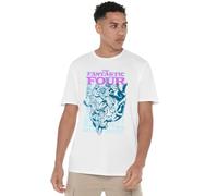 Marvel Fantastic Four Lineart Heroic First Family Unisex T Shirt, White, Large