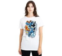 Marvel Fantastic Four The First Family Together Ladies T Shirt, White, XX-Large