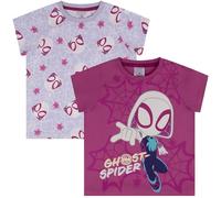 Marvel Ghost Spider, Spiderman, 2 Pack T-Shirts for Girls, 100% Cotton, Multicolor, 3-4 Years: 104cm