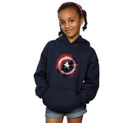 Marvel Girls Avengers Captain America Art Shield Hoodie Navy Blue 12-13 Years