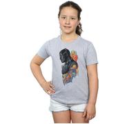Marvel Girl's Black Panther Profile Cotton T-Shirt in Grey | Size: 9 Years Marvel Grey 9 Years