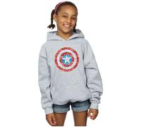 Marvel Girl's Captain America Pixelated Shield Hoodie in Grey | Size: 9 Years Marvel Grey 9 Years