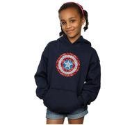 Marvel Girl's Captain America Pixelated Shield Hoodie in Navy | Size: 12-13 Years Marvel Navy 12-13 Years