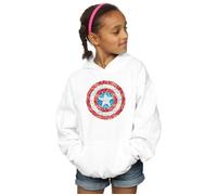 Marvel Girl's Captain America Pixelated Shield Hoodie in White | Size: 9 Years Marvel White 9 Years