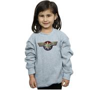 Marvel Girl's Captain Chest Emblem Sweatshirt in Grey | Size: 5-6 Years Marvel Grey 5-6 Years