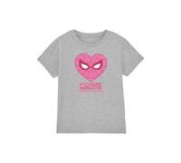 Marvel Girl's Comics Spiderman Heart T-Shirt, Athletic Heather in Light Grey | Size: 7-8 Years Marvel Light Grey 7-8 Years