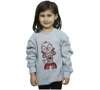 Marvel Girl's Deadpool Love Beam Line Sweatshirt in Grey | Size: 7-8 Years Marvel Grey 7-8 Years
