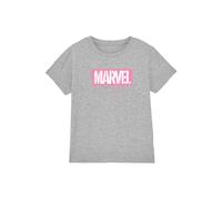 Marvel Girl's Graffiti Brick Pink T-Shirt, Athletic Heather in Light Grey | Size: 7-8 Years Marvel Light Grey 7-8 Years