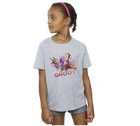 Marvel Girl's Guardians Of The Galaxy Abstract Groot Cotton T-Shirt in Grey | Size: 3-4 Years Marvel Grey 3-4 Years