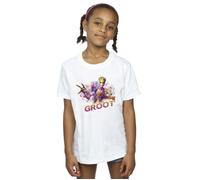 Marvel Girl's Guardians Of The Galaxy Abstract Groot Cotton T-Shirt in White | Size: 3-4 Years Marvel White 3-4 Years