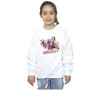 Marvel Girl's Guardians Of The Galaxy Abstract Groot Sweatshirt in White | Size: 3-4 Years Marvel White 3-4 Years