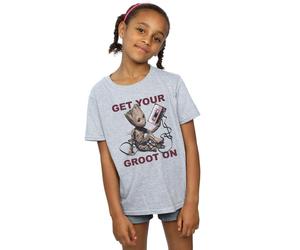 Marvel Girl's Guardians Of The Galaxy Get Your Groot On Cotton T-Shirt in Grey | Size: 5-6 Years Marvel Grey 5-6 Years