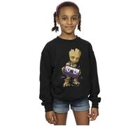 Marvel Girl's Guardians Of The Galaxy Groot Cosmic Tape Sweatshirt in Black | Size: 5-6 Years Marvel Black 5-6 Years