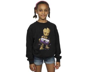 Marvel Girl's Guardians Of The Galaxy Groot Cosmic Tape Sweatshirt in Black | Size: 7-8 Years Marvel Black 7-8 Years