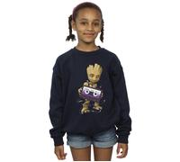 Marvel Girl's Guardians Of The Galaxy Groot Cosmic Tape Sweatshirt in Navy | Size: 5-6 Years Marvel Navy 5-6 Years
