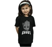 Marvel Girl's Guardians Of The Galaxy Groot Face Cotton T-Shirt in Black | Size: 5-6 Years Marvel Black 5-6 Years