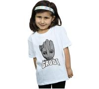 Marvel Girl's Guardians Of The Galaxy Groot Face Cotton T-Shirt in White | Size: 5-6 Years Marvel White 5-6 Years