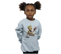 Marvel Girl's Guardians Of The Galaxy Groot Tape Sweatshirt in Grey | Size: 12-13 Years Marvel Grey 12-13 Years