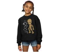 Marvel Girl's Guardians Of The Galaxy I Am Groot Scribbles Sweatshirt in Black | Size: 7-8 Years Marvel Black 7-8 Years