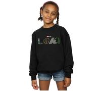 Marvel Girl's Loki Logo Sweatshirt in Black | Size: 12-13 Years Marvel Black 12-13 Years