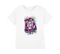 Marvel Girl's Marvel Ghost Spider Gwen Graffiti Face Girls T Shirt, White T-Shirt
