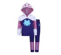 Marvel Girls Spider-Gwen Ghost Spider Zip Up Hooded Sweatshirt and Pants Set for Toddlers Purple/White