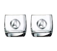 Marvel Glass Set - Avengers Logo - Collectible Gift Set of 2 Glasses - 10 oz. Capacity - Classic Design - Sturdy Base