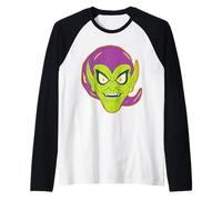 Marvel Green Goblin Halloween Retro Vintage Mask Costume Raglan Baseball Tee