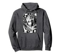 Marvel Groot Guardians of the Galaxy 2 Light Pullover Hoodie, Adult Unisex, Dark Heather Grey, Small