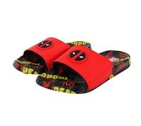 Marvel Ground Up Adult Men Soccer Slides Sandals Flip Flops, Deadpool Red, 4 UK