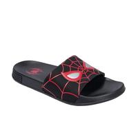 Marvel Ground Up Adult Men Soccer Slides Sandals Flip Flops, Spider-man Black, 12