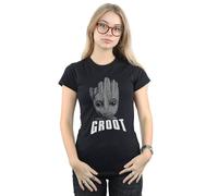 Marvel Guardians Of The Galaxy Groot Face Cotton T-Shirt In Black Black