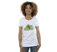 Marvel Guardians Of The Galaxy I Am Groot Jumping Cotton T-Shirt In White White XL