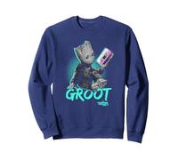 Marvel Guardians Of The Galaxy Neon Retro Baby Groot Sweatshirt, Adult Unisex, Navy Blue, Large