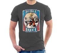 Marvel Guardians of The Galaxy Rocket Groot Men's T-Shirt Charcoal