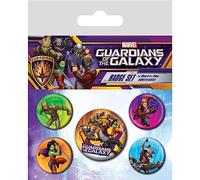 Marvel Guardians of The Galaxy Set of 5 Badges (Core Team Design) Pin Badges for Bags, Backpacks, Jackets and Party Bags - Official Merchandise