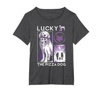 Marvel Hawkeye Lucky The Pizza Dog Purple Collage T-Shirt, Women's Plus, Dark Heather Grey, 2X