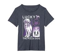 Marvel Hawkeye Lucky The Pizza Dog Purple Collage T-Shirt, Women's Plus, Heather Blue, 2X