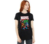 Marvel Women's Hero Group Cotton Boyfriend T-Shirt in Black | Size: XL Marvel Black XL