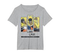 Marvel Heroes for Hire Luke Cage Panels T-Shirt, Women's Plus, Heather Grey, 2X