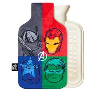 Marvel Hot Water Bottle with Fleece Cover - 1.7 or 2 Litre Capacity Rubber Hot Water Bag Long - Cosy Gifts for Men (Multi Avengers)